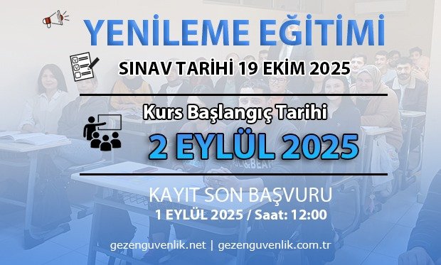 19 EKİM 2025 SINAVI İÇİN YENİLEME EĞİTİMİ